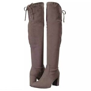 Taupe Over The Knee Heeled Boots